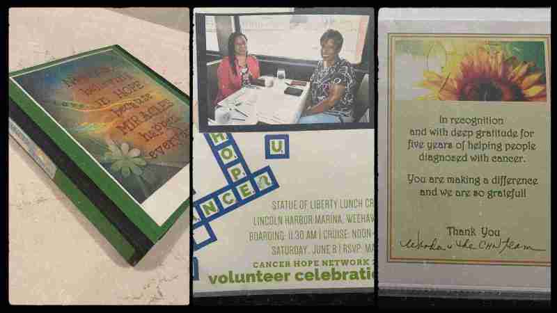 Donna's CHN notebook is filled with mementos from her years as a volunteer. 