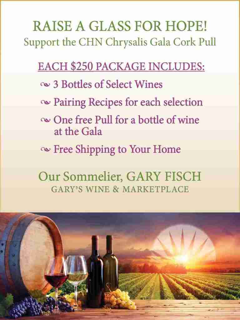 Wine tasting info graphic with event details and winery graphic.