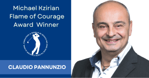 Claudio Pannunzio 2023 Michael Kzirian Flame of Courage award winner banner