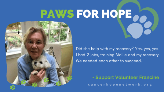 Pets are responsible for so much love and joy in people’s lives and sometimes, our good bois and gurls are also a huge factor in providing hope when we need it most - the dark days of cancer.